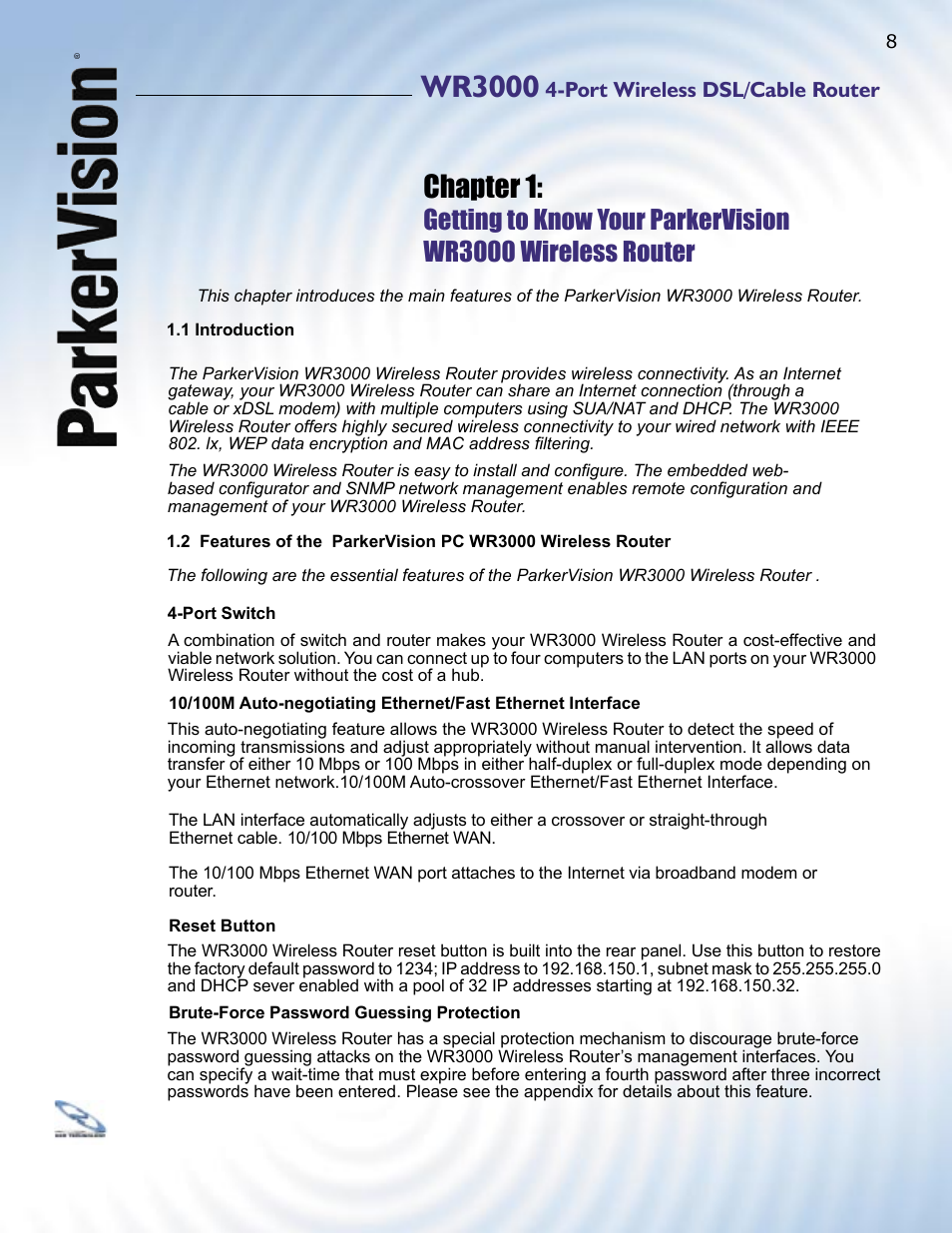 Wr3000, Chapter 1 | ParkerVision WR3000 User Manual | Page 6 / 179