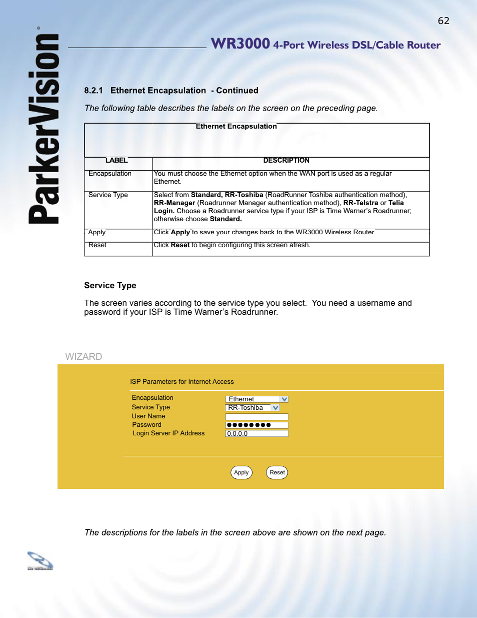 Wr3000, Port wireless dsl/cable router | ParkerVision WR3000 User Manual | Page 60 / 179