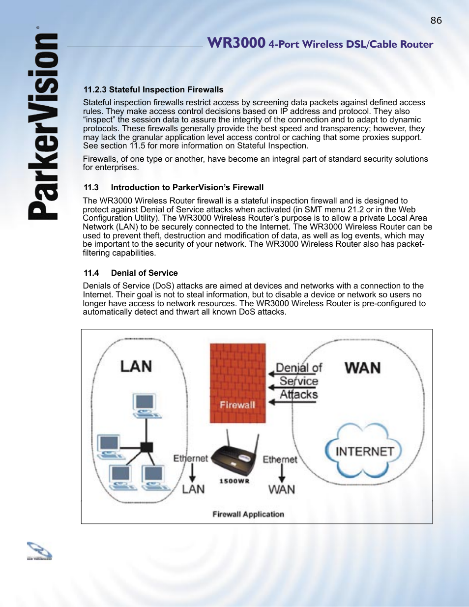 Wr3000, Port wireless dsl/cable router | ParkerVision WR3000 User Manual | Page 84 / 179