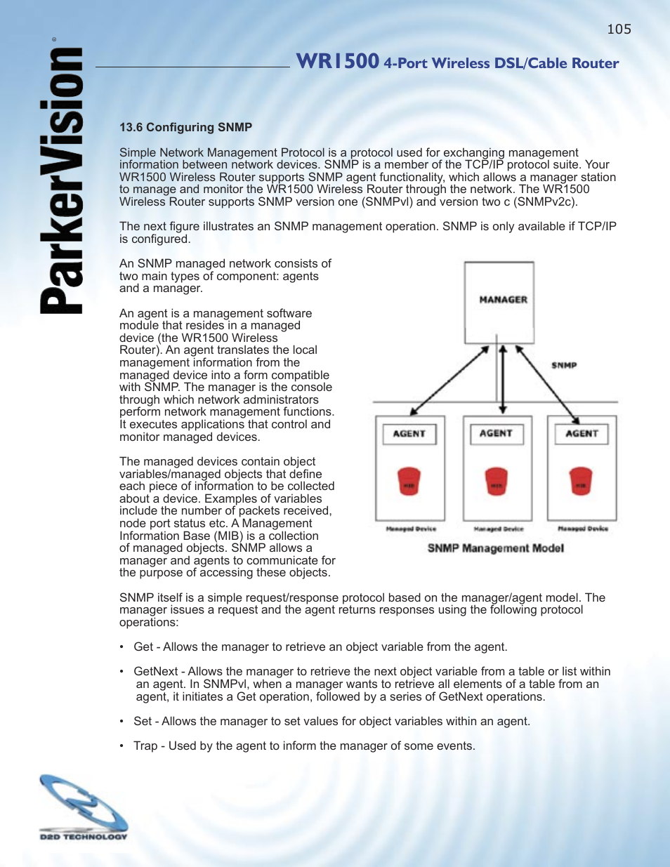 Wr1500, Port wireless dsl/cable router | ParkerVision WR1500 User Manual | Page 103 / 177