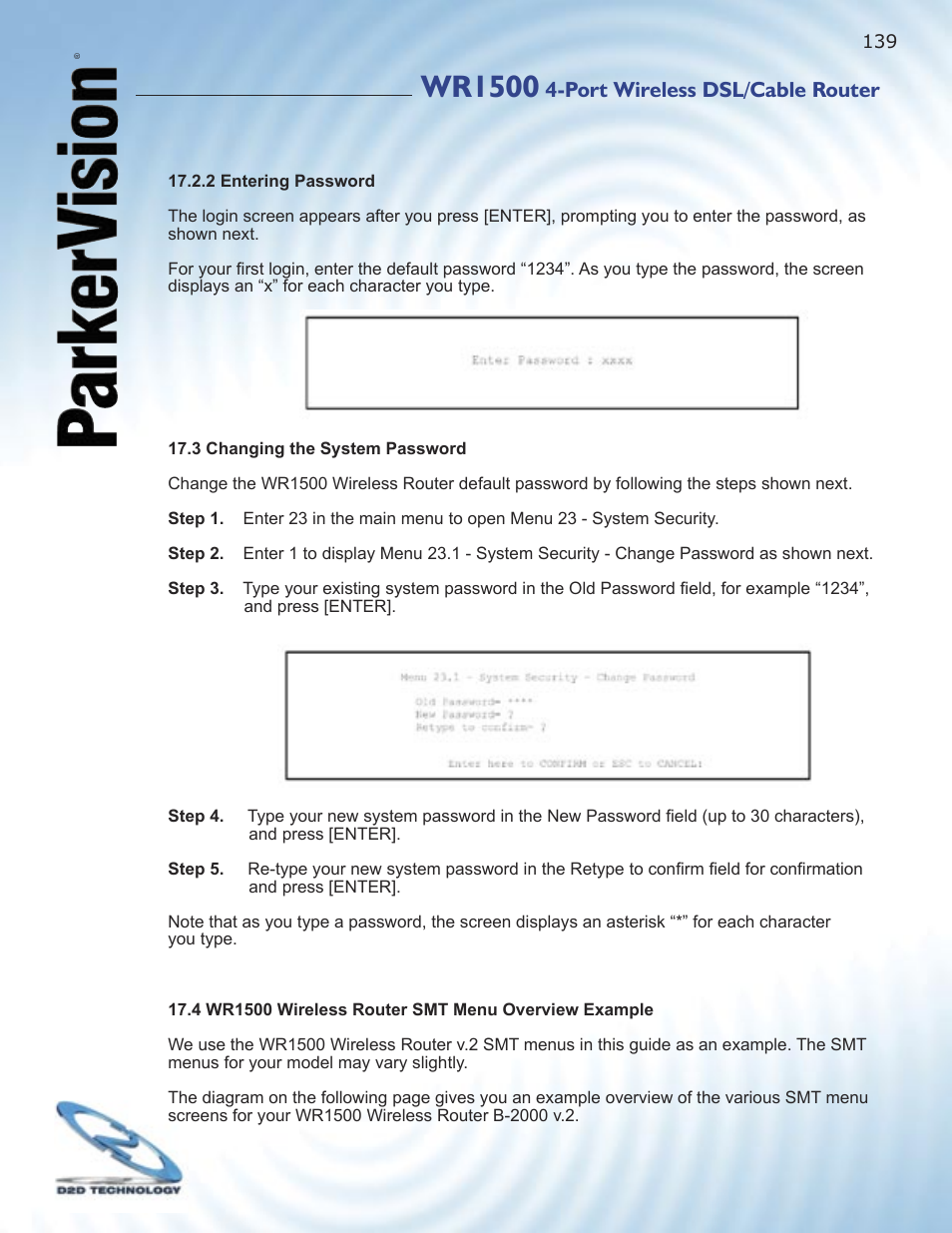 Wr1500, Port wireless dsl/cable router | ParkerVision WR1500 User Manual | Page 137 / 177
