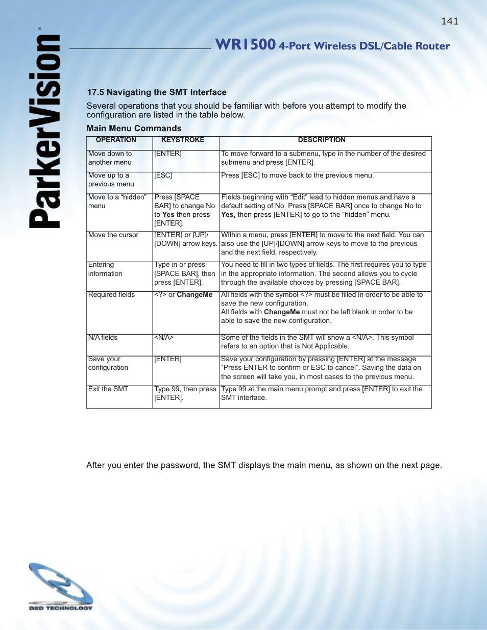 Wr1500, Port wireless dsl/cable router | ParkerVision WR1500 User Manual | Page 139 / 177