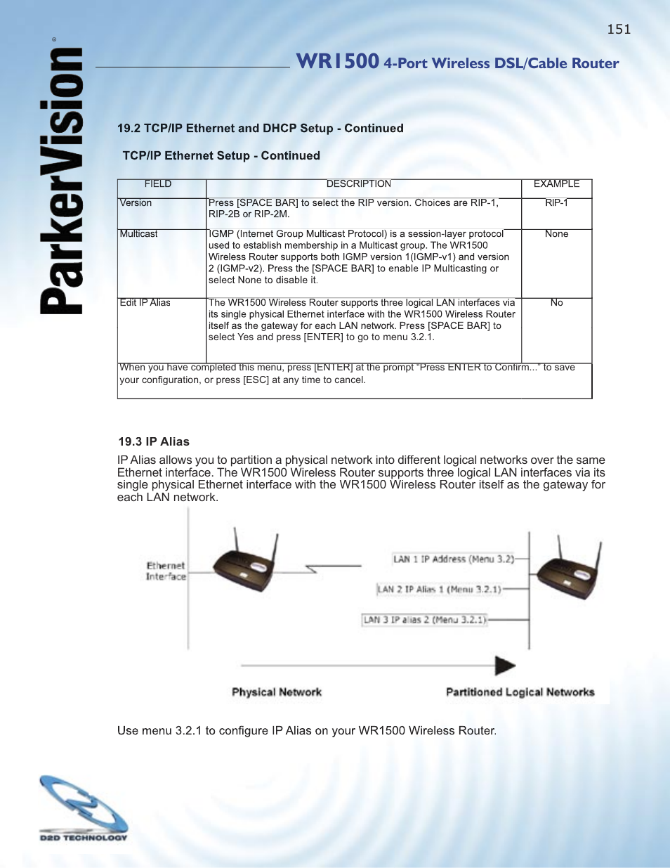 Wr1500, Port wireless dsl/cable router | ParkerVision WR1500 User Manual | Page 149 / 177