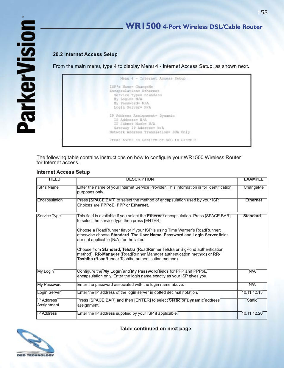 Wr1500, Port wireless dsl/cable router | ParkerVision WR1500 User Manual | Page 156 / 177