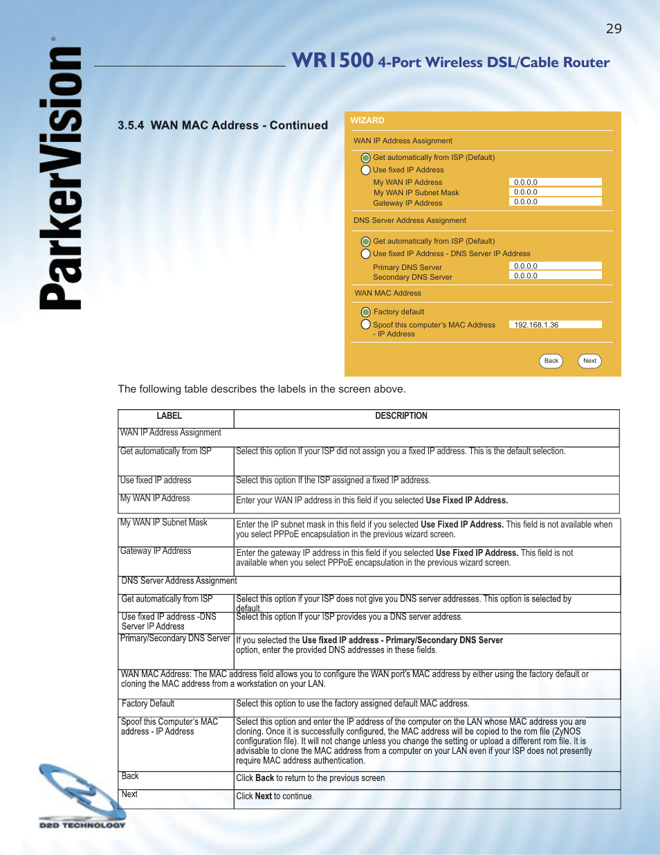 Wr1500, Port wireless dsl/cable router | ParkerVision WR1500 User Manual | Page 27 / 177