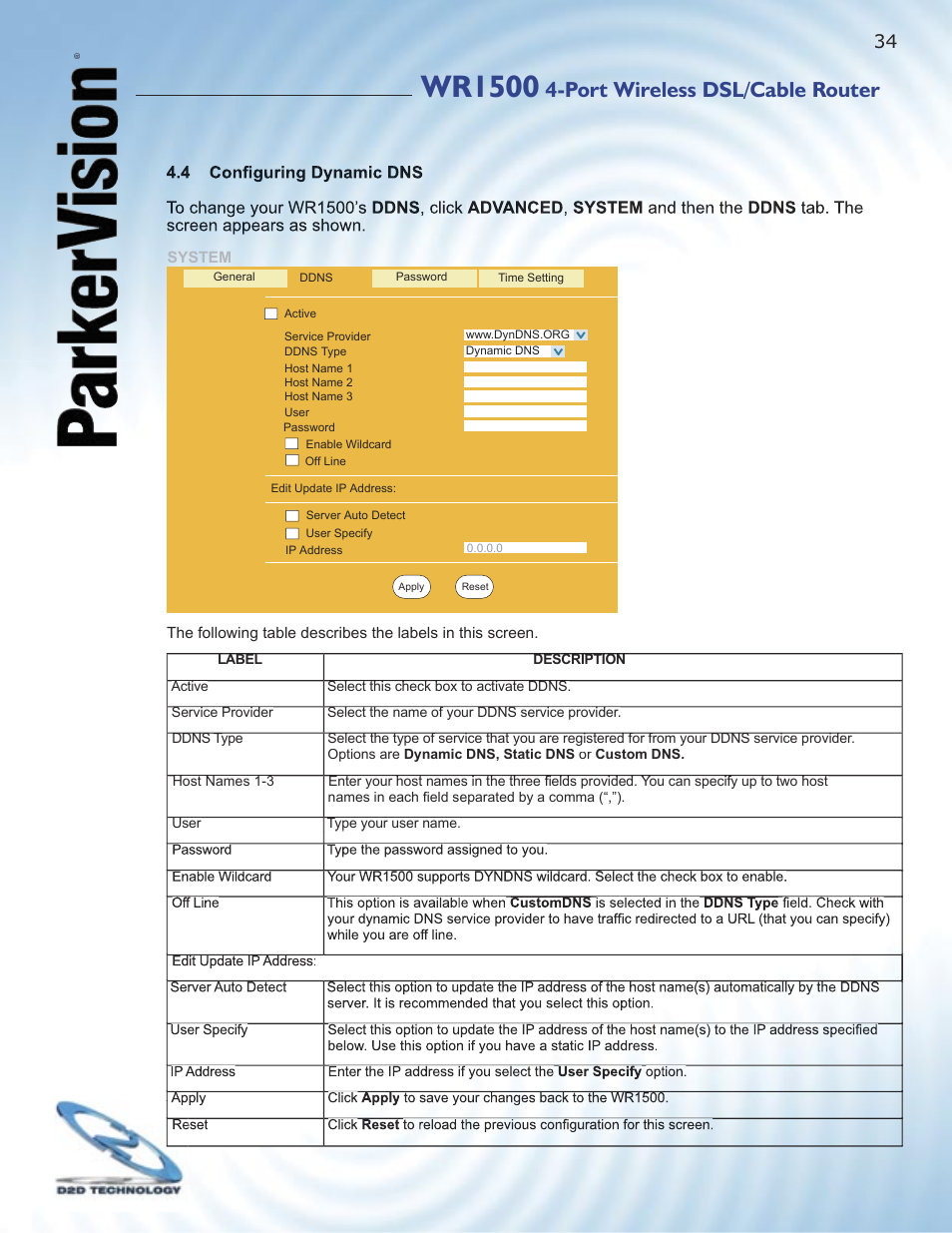 Wr1500, Port wireless dsl/cable router | ParkerVision WR1500 User Manual | Page 32 / 177