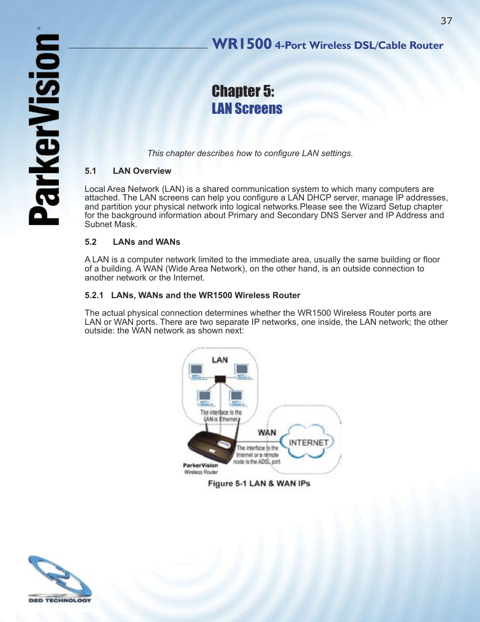Wr1500, Chapter 5, Lan screens | ParkerVision WR1500 User Manual | Page 35 / 177