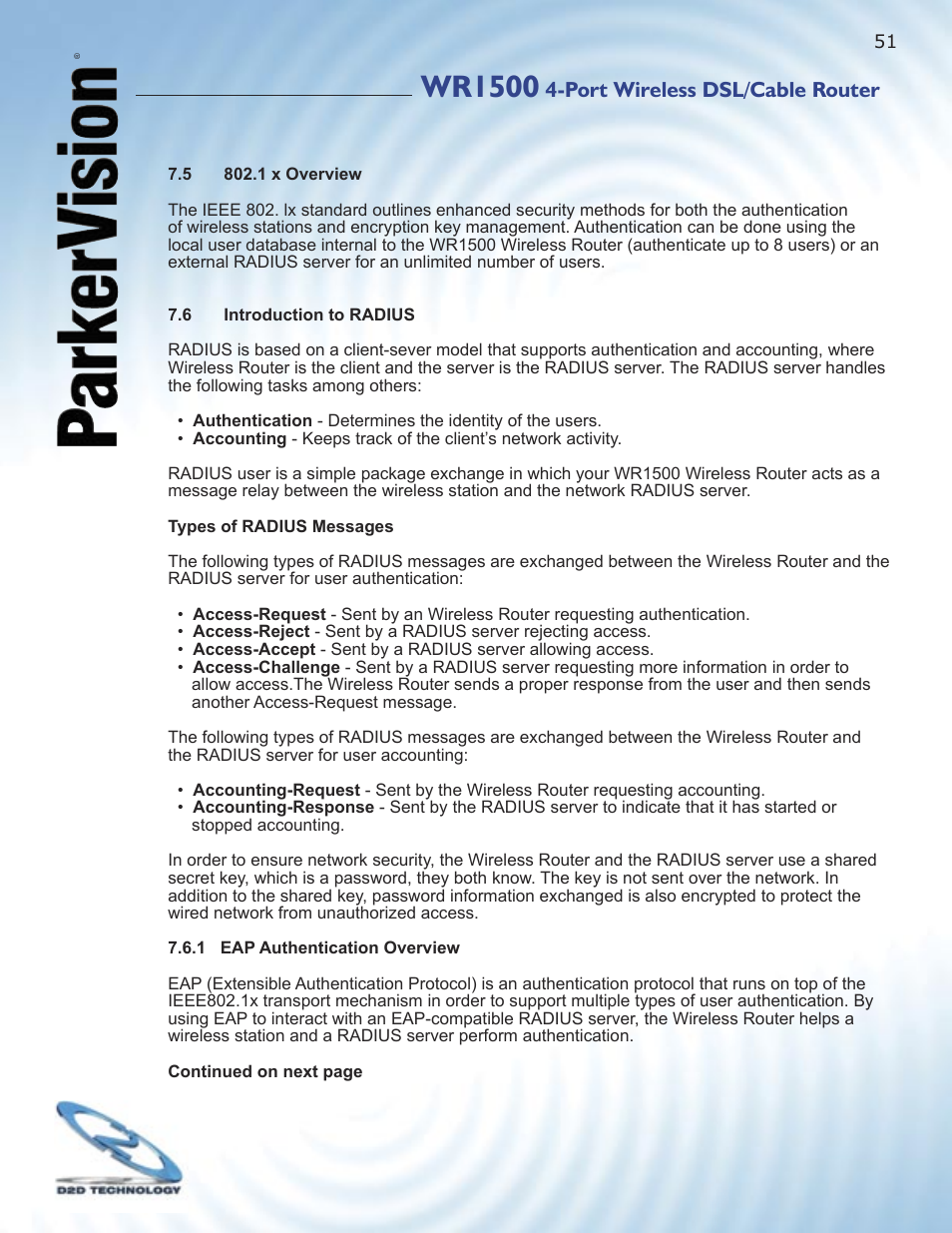 Wr1500, Port wireless dsl/cable router | ParkerVision WR1500 User Manual | Page 49 / 177