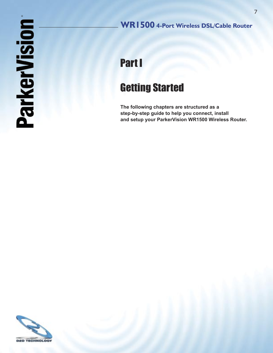 Part i getting started, Wr1500 | ParkerVision WR1500 User Manual | Page 5 / 177