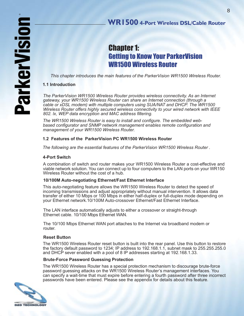 Wr1500, Chapter 1 | ParkerVision WR1500 User Manual | Page 6 / 177