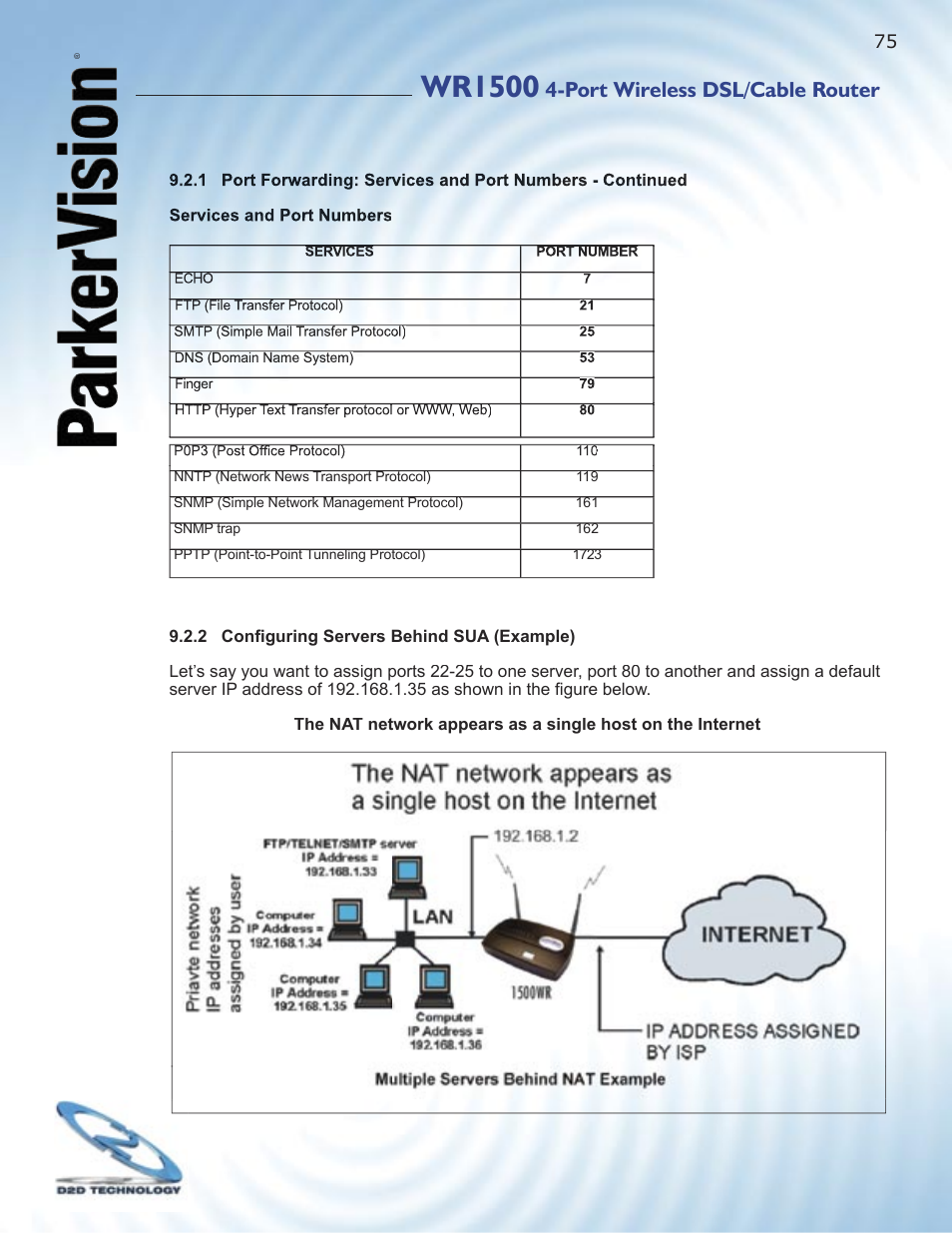 Wr1500, Port wireless dsl/cable router | ParkerVision WR1500 User Manual | Page 73 / 177