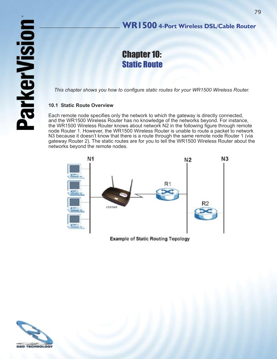 Wr1500, Chapter 10, Static route | ParkerVision WR1500 User Manual | Page 77 / 177