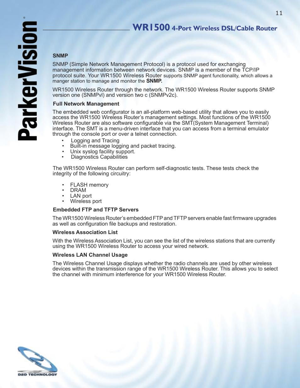 Wr1500, Port wireless dsl/cable router | ParkerVision WR1500 User Manual | Page 9 / 177