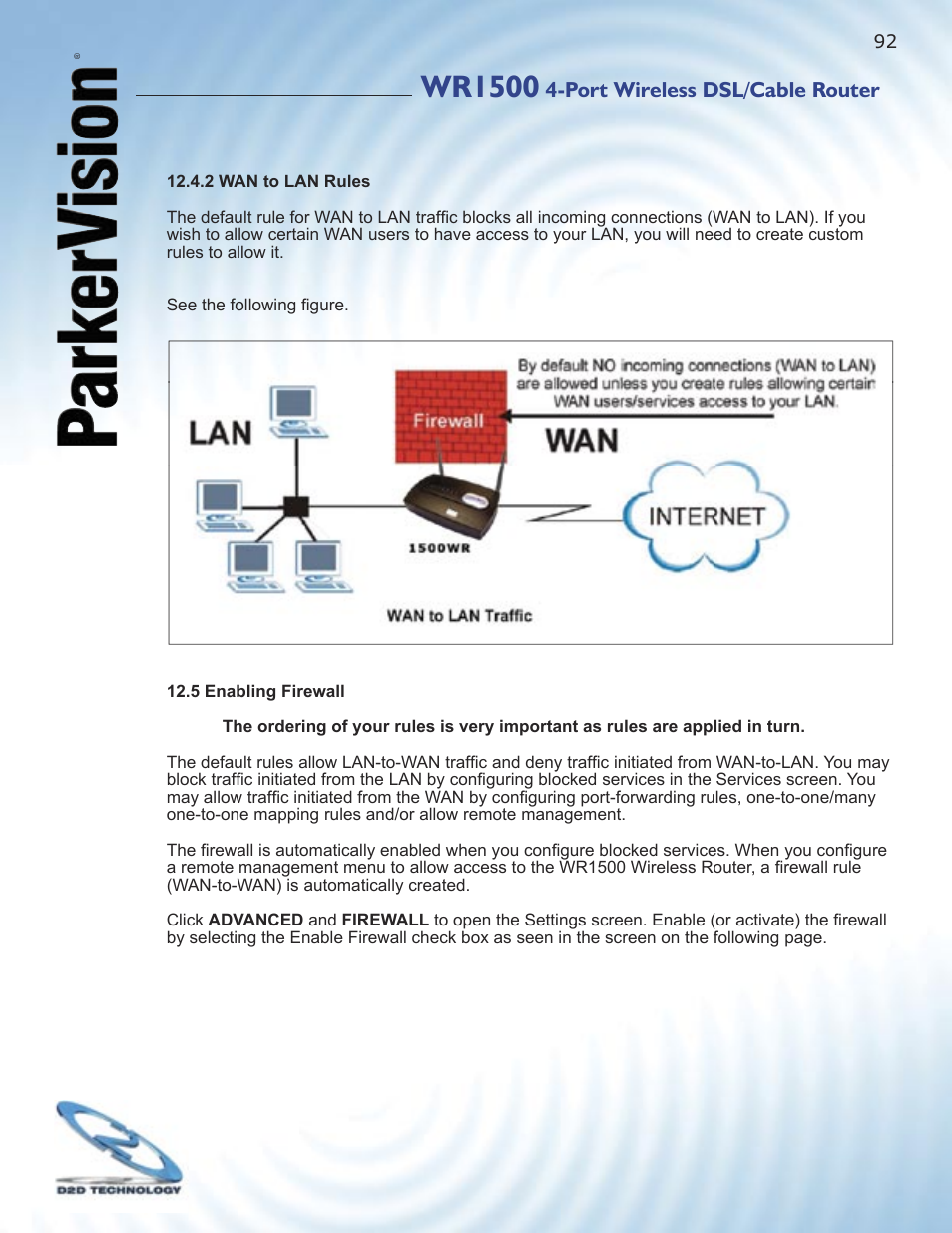 Wr1500, Port wireless dsl/cable router | ParkerVision WR1500 User Manual | Page 90 / 177