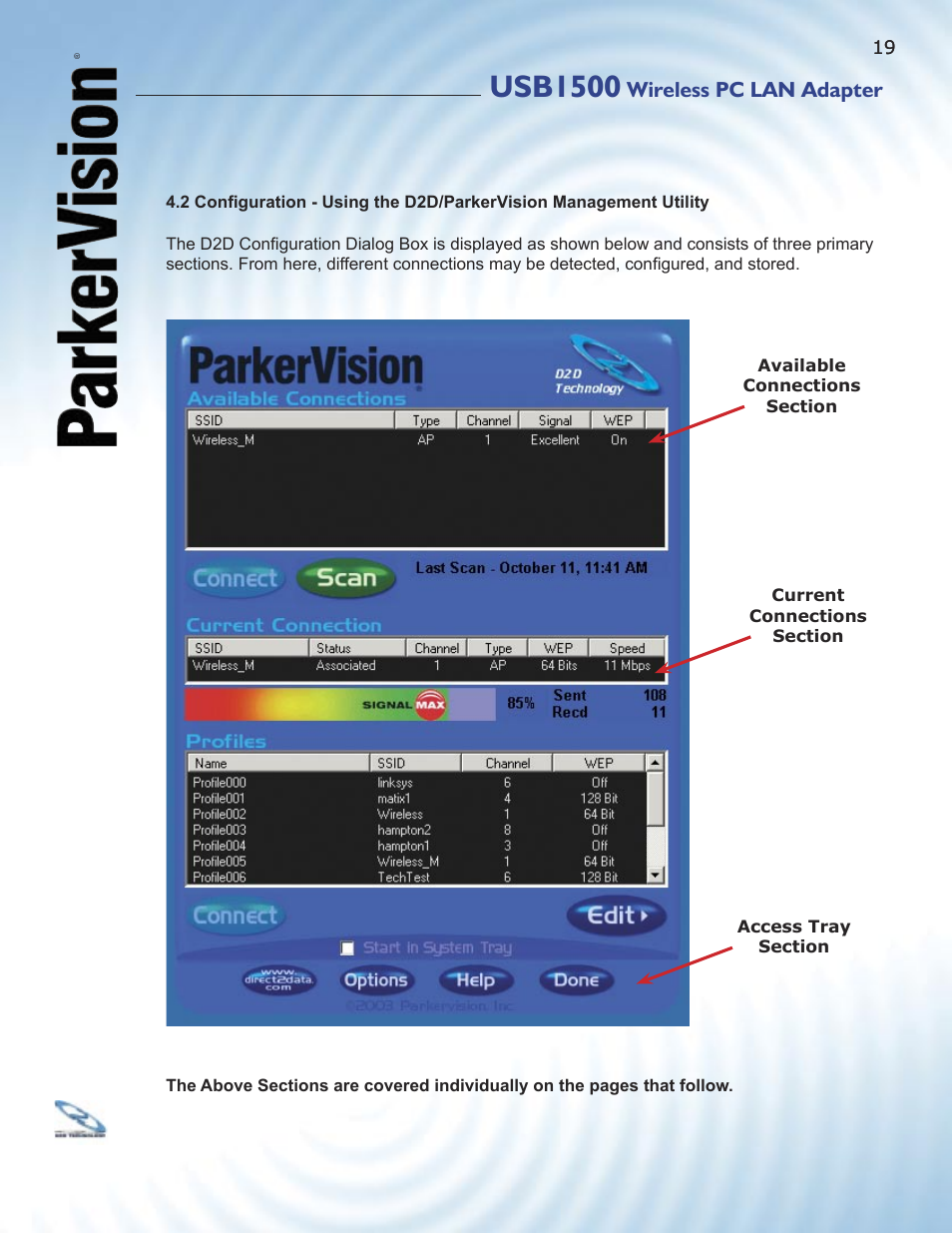 Usb1500, Wireless pc lan adapter | ParkerVision USB1500 User Manual | Page 17 / 34