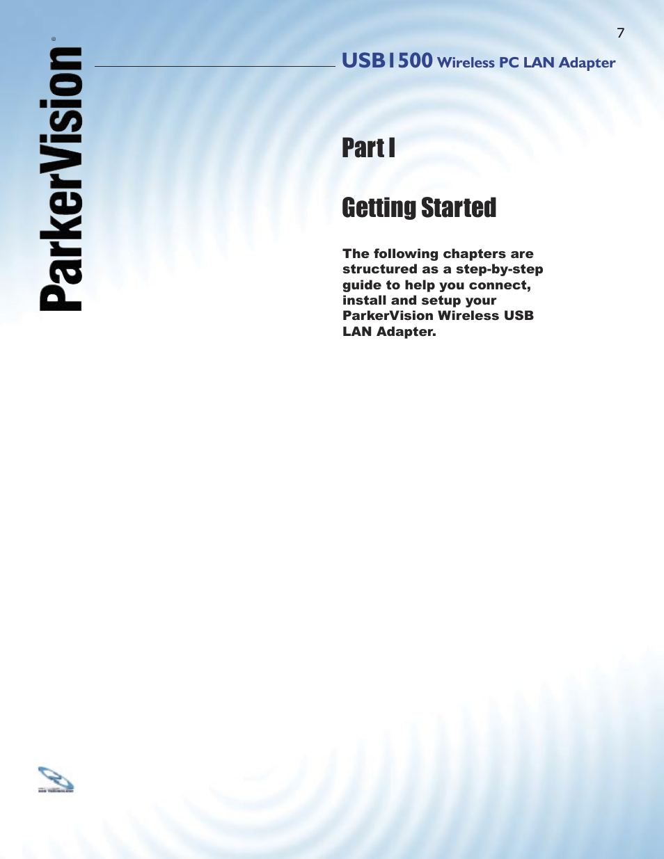 Part i getting started, Usb1500 | ParkerVision USB1500 User Manual | Page 5 / 34