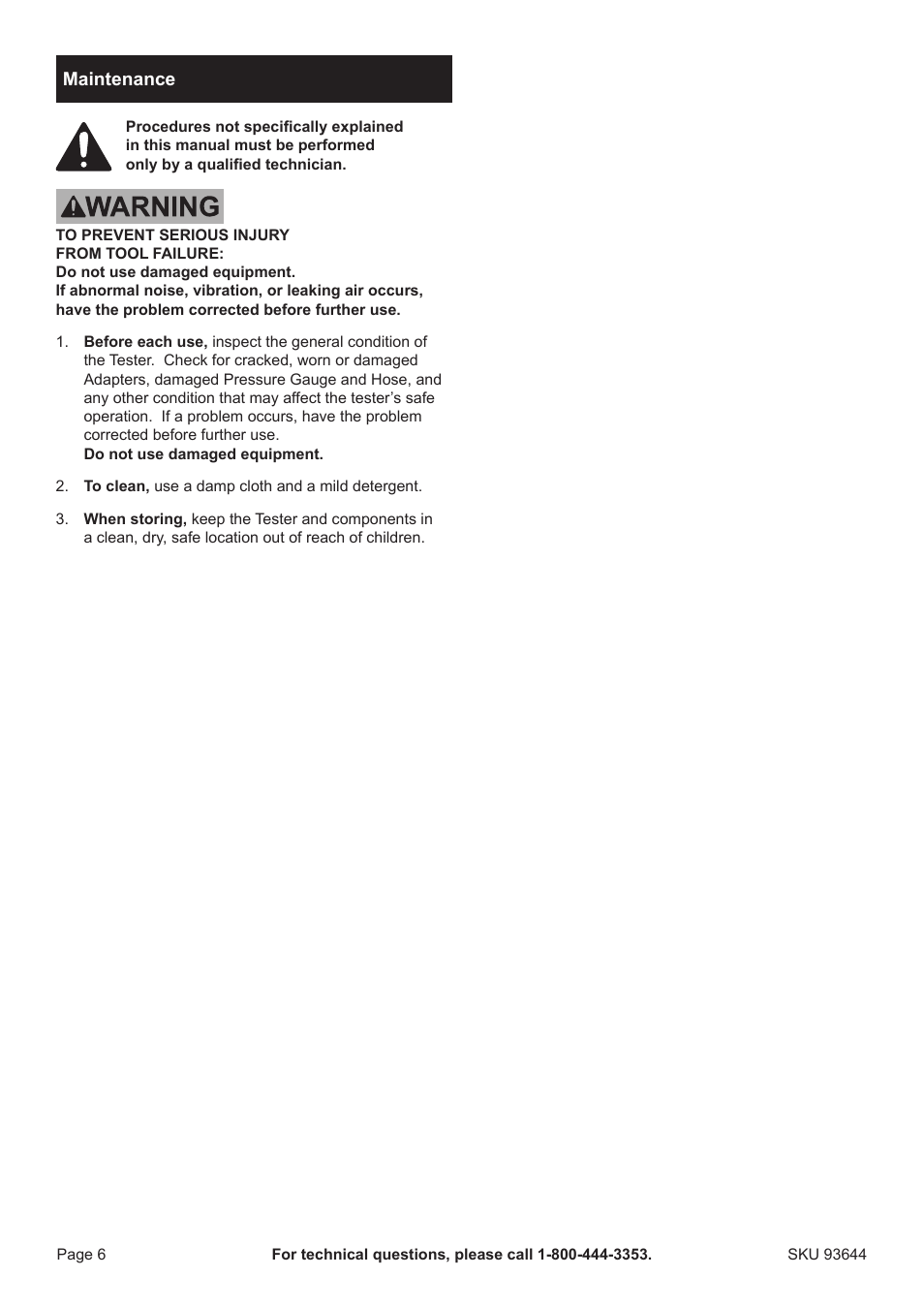 PPG Pittsburgh Paints Pittsburgh Diesel Engine Compression Tester 93644 User Manual | Page 6 / 8