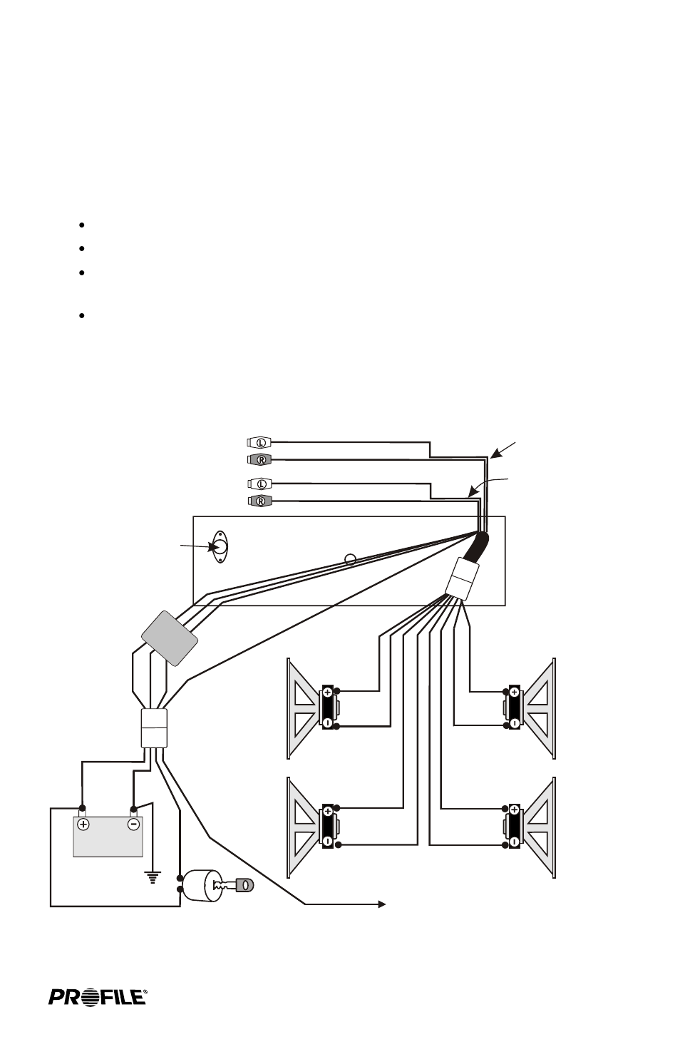 Lectrical and signal connections, Four speaker system | Profile MP6600 User Manual | Page 6 / 24
