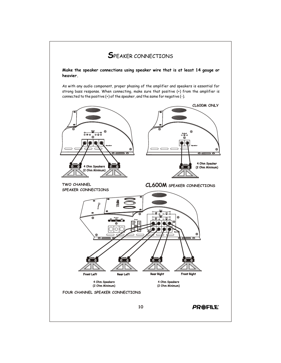 Вк 11, Cl600m, Peaker connections | Profile Clarus CL440 User Manual | Page 11 / 20