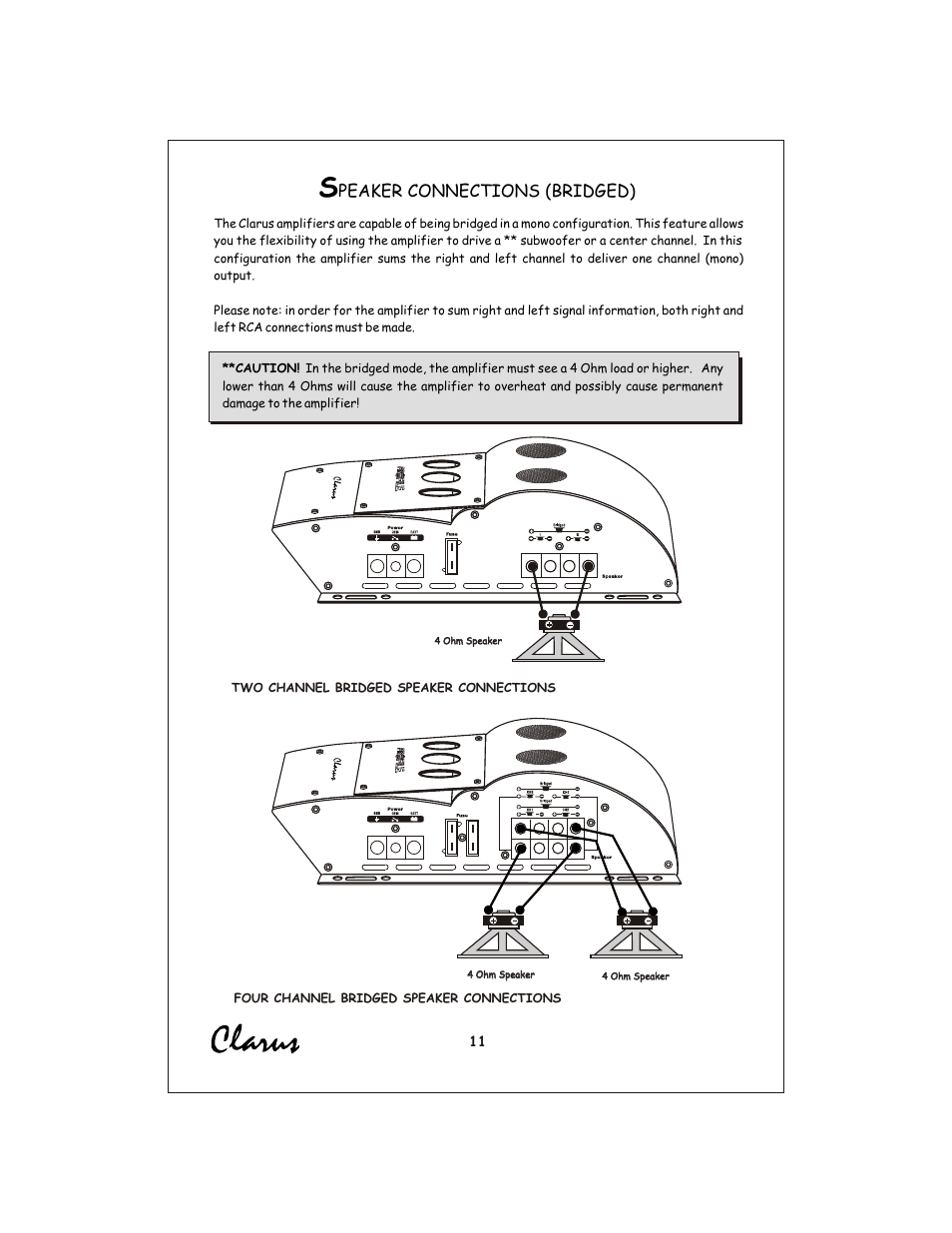 Вк 12, Peaker connections (bridged) | Profile Clarus CL440 User Manual | Page 12 / 20