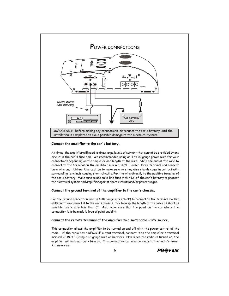 Вк 7, Ower connections | Profile Clarus CL440 User Manual | Page 7 / 20