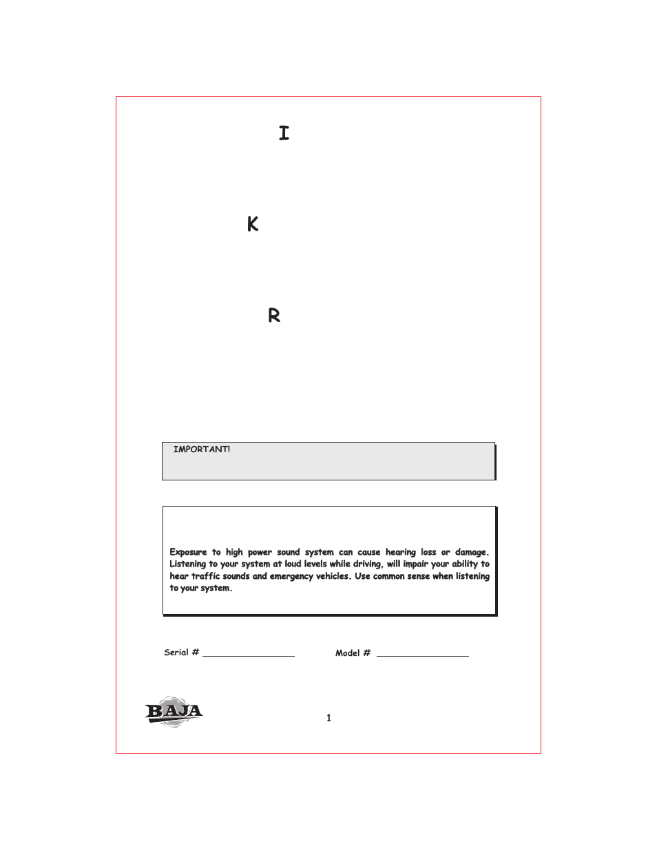 Вк 2, Warning | Profile Baja BA400 User Manual | Page 2 / 19