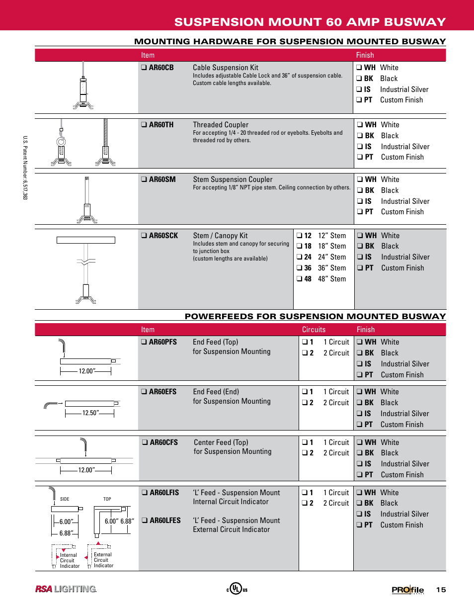 Suspension mount 60 amp busway | Profile SERIES 60 AMP BUSWAY User Manual | Page 12 / 26