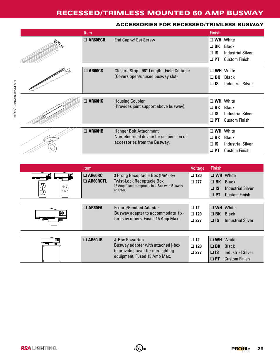 Recessed/trimless mounted 60 amp busway | Profile SERIES 60 AMP BUSWAY User Manual | Page 26 / 26