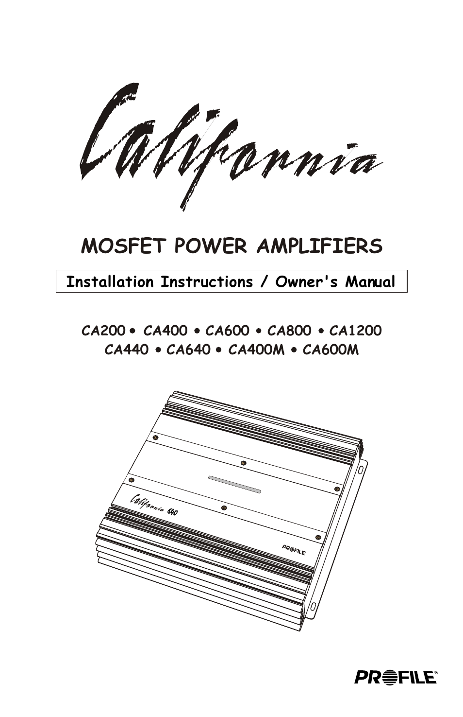 Profile CA600 User Manual | 20 pages