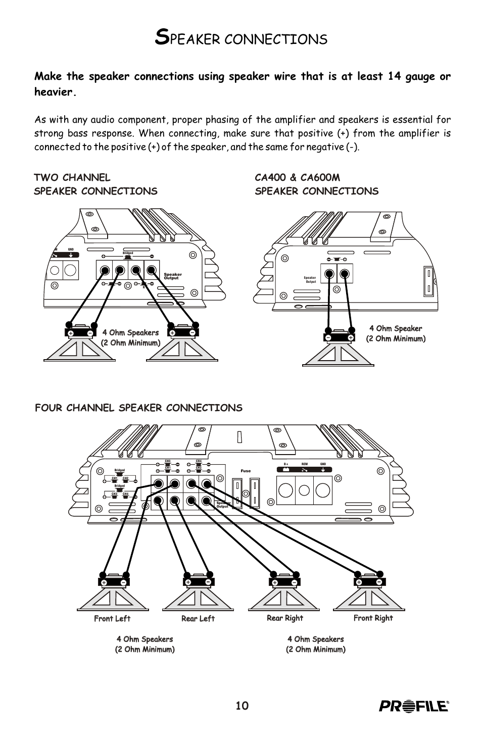 Peaker connections | Profile CA600 User Manual | Page 11 / 20