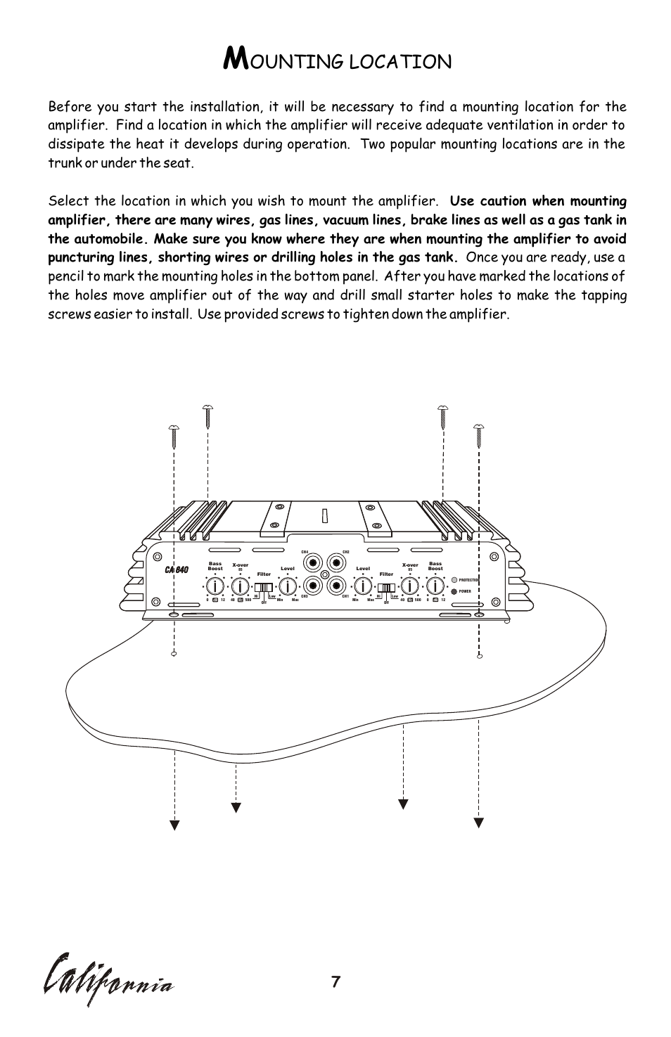 Ounting location, Ca 640 | Profile CA600 User Manual | Page 8 / 20