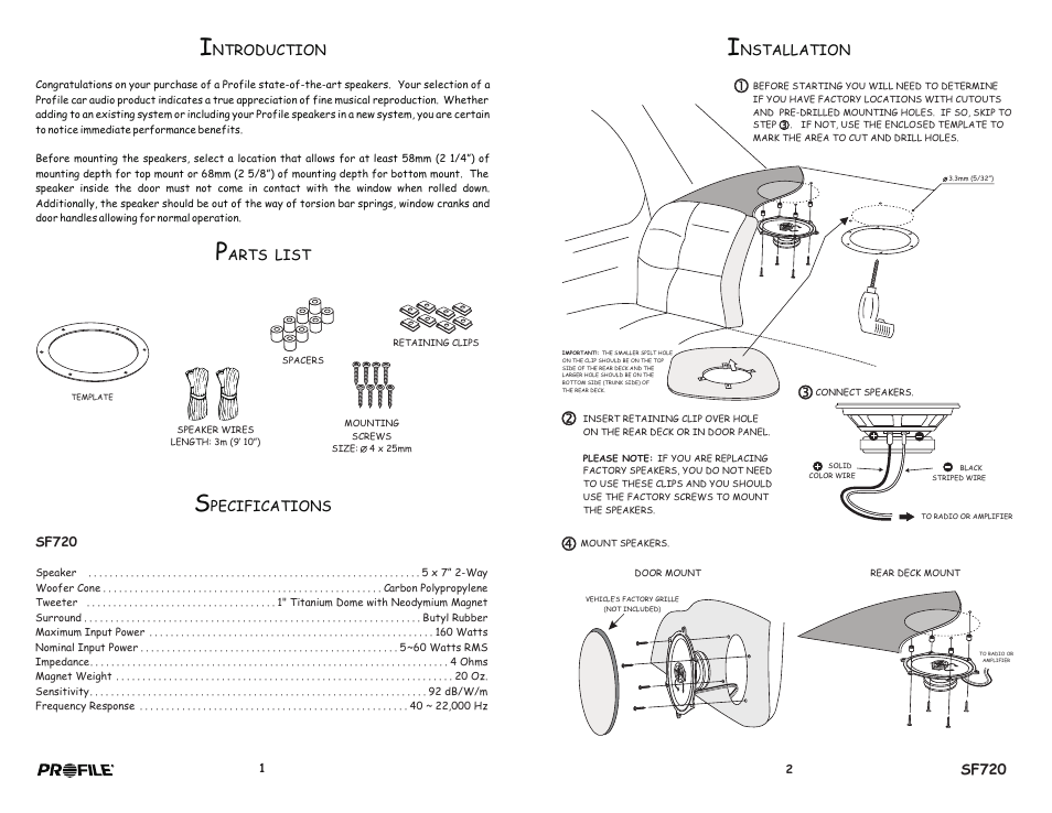 Profile SF720 User Manual | Page 2 / 2
