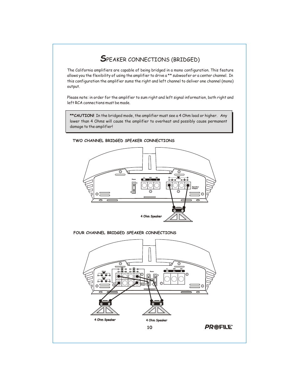 Вк 11, Peaker connections (bridged) | Profile California 400SX User Manual | Page 11 / 19