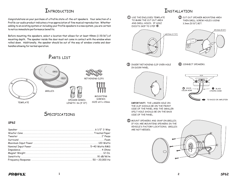 Profile SP62 User Manual | Page 2 / 2