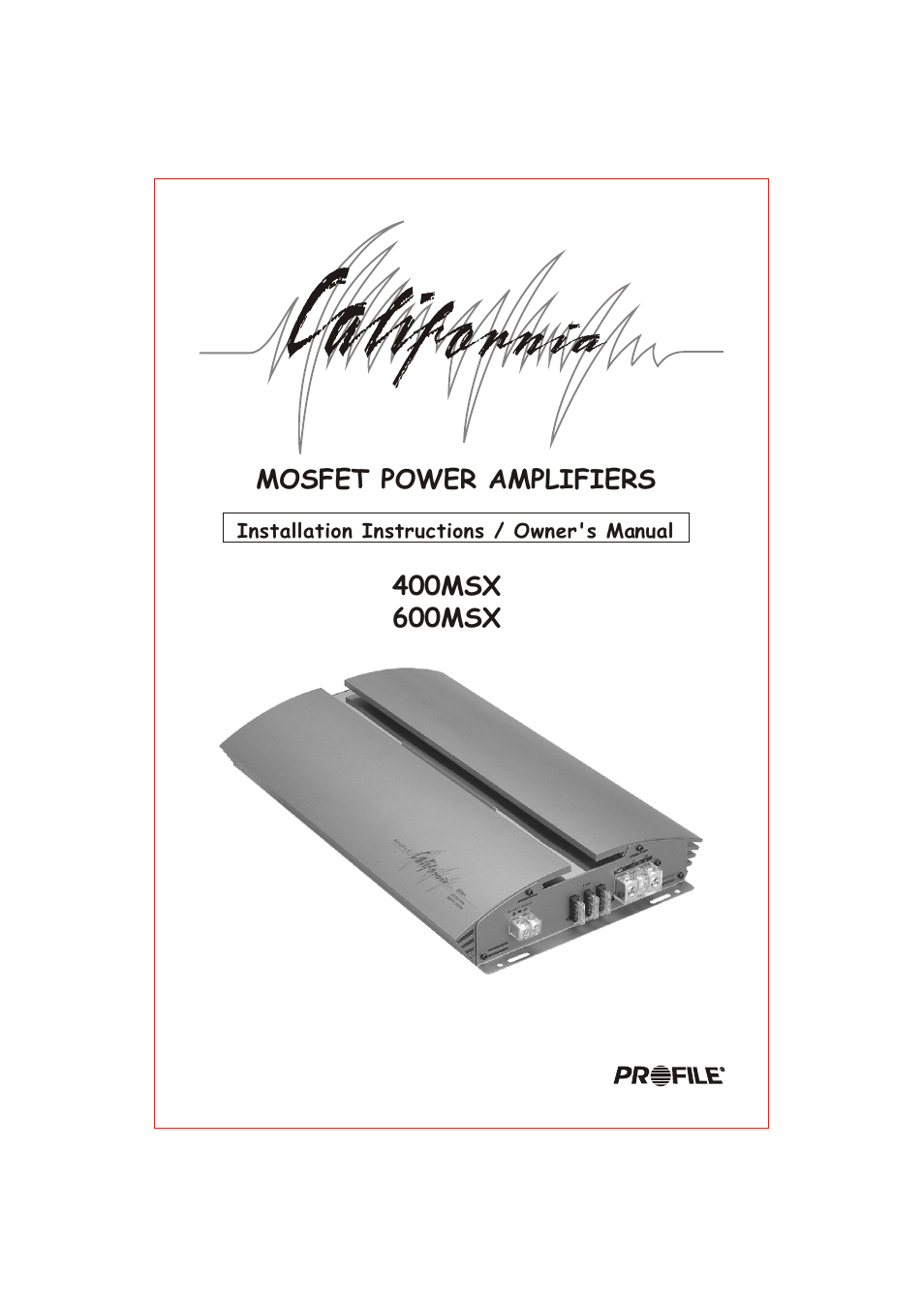Profile California 400MSX User Manual | 16 pages