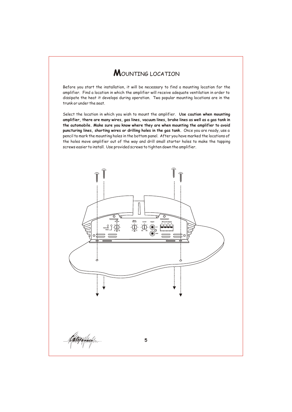 Вк 6, Ounting location | Profile California 400MSX User Manual | Page 6 / 16