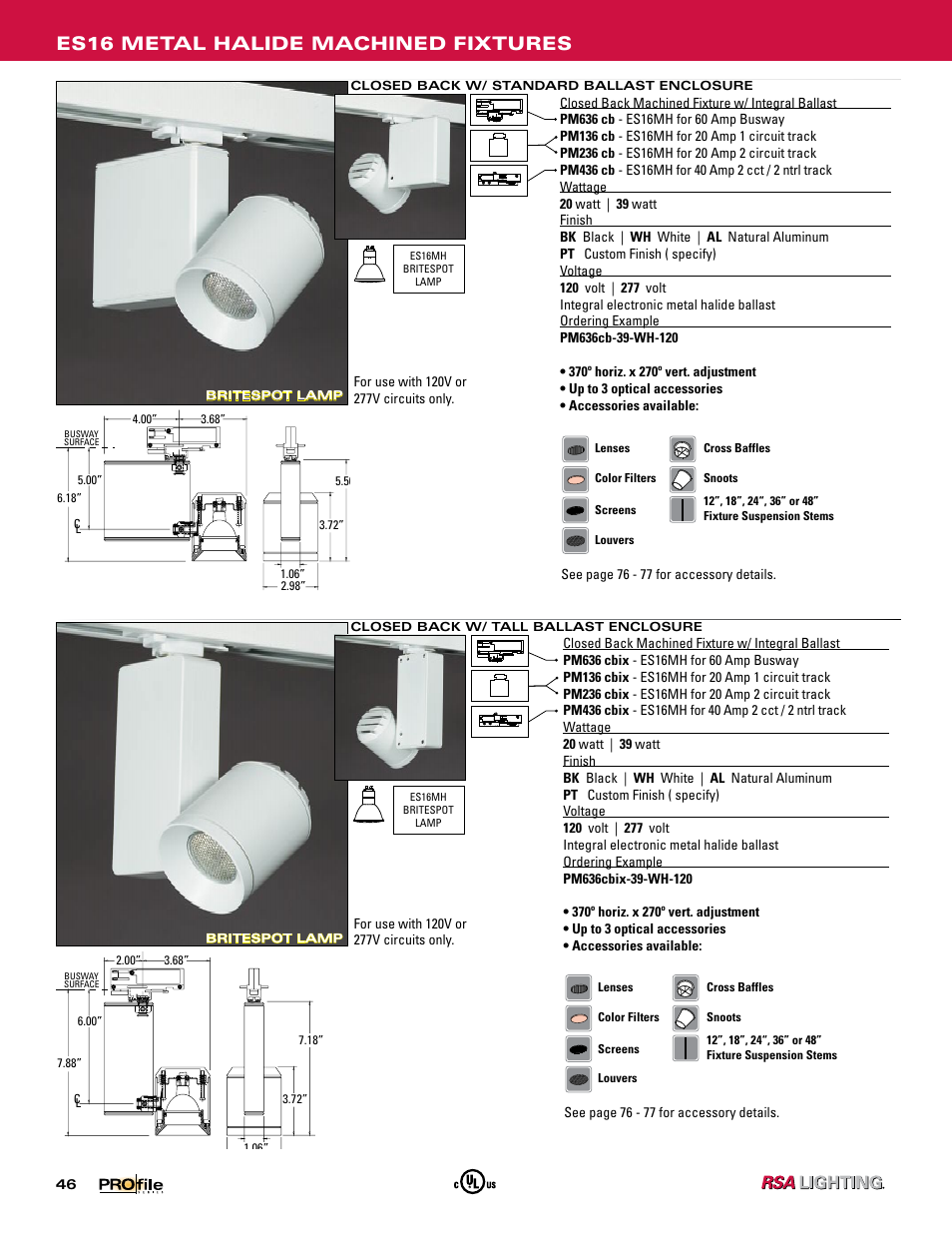 Es16 metal halide machined fixtures | Profile Machined Aluminum Fixtures User Manual | Page 17 / 24