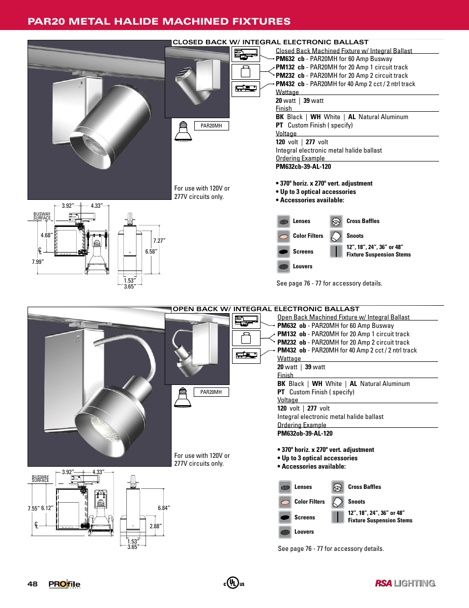 Par20 metal halide machined fixtures | Profile Machined Aluminum Fixtures User Manual | Page 19 / 24
