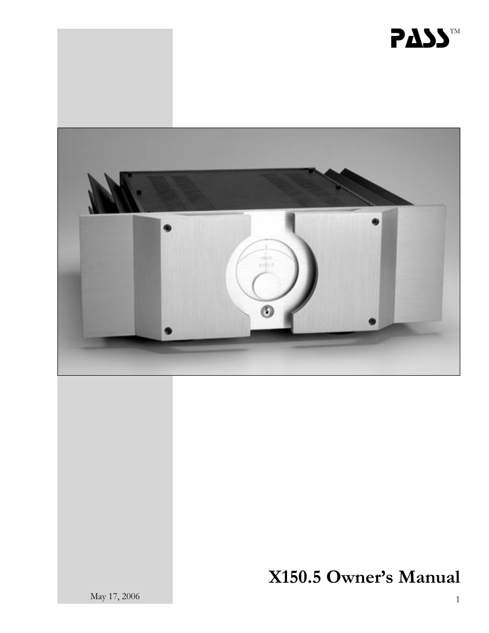 Pass Labs X150.5 User Manual | 11 pages