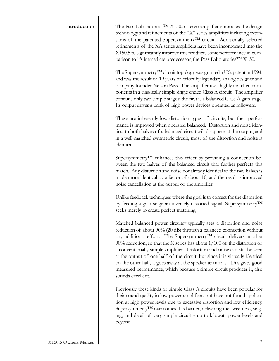 Pass Labs X150.5 User Manual | Page 2 / 11