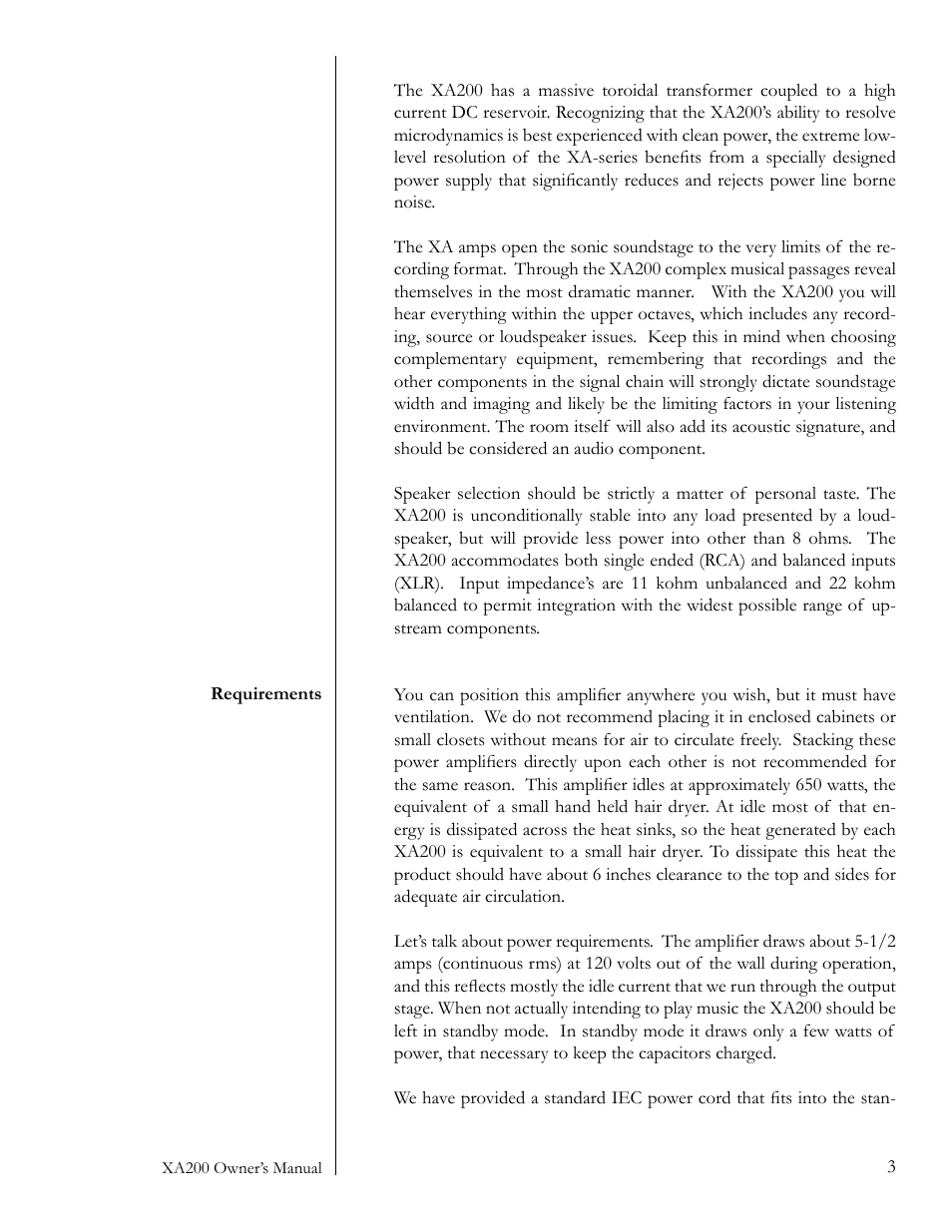 Pass Labs XA200 User Manual | Page 3 / 14
