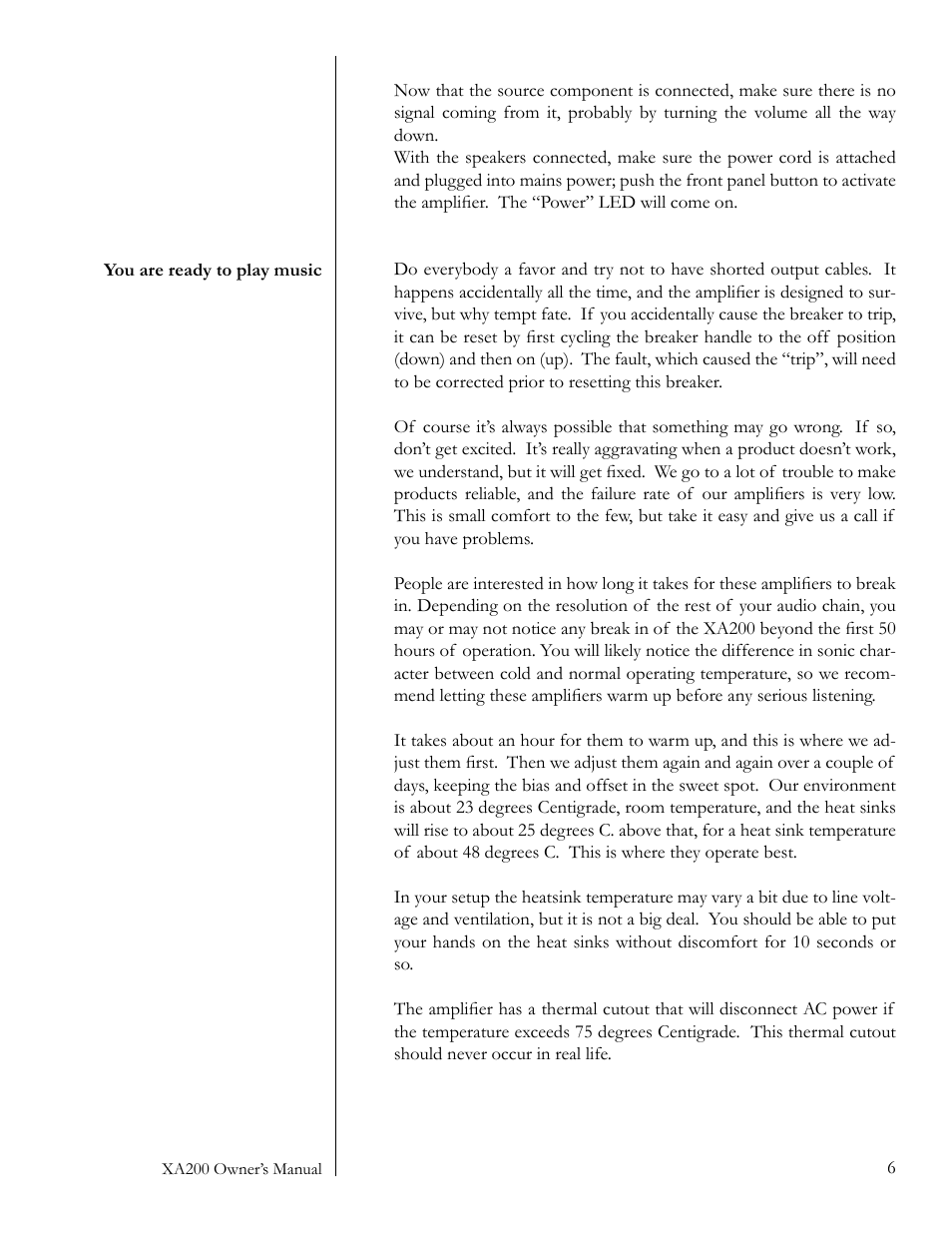 Pass Labs XA200 User Manual | Page 6 / 14