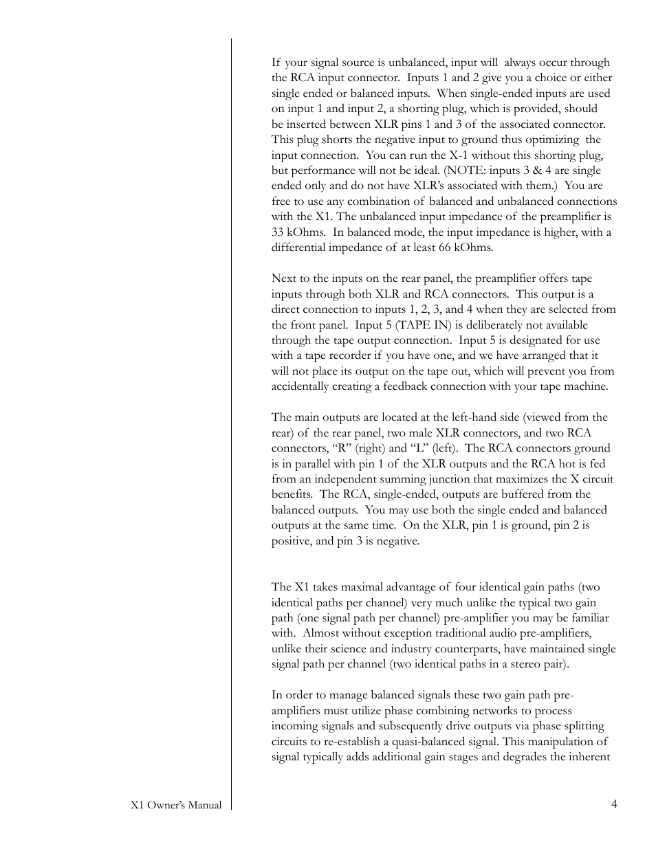 Pass Labs X1 User Manual | Page 4 / 12