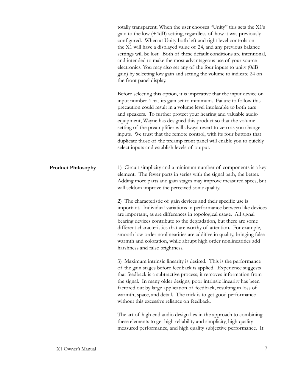 Pass Labs X1 User Manual | Page 7 / 12