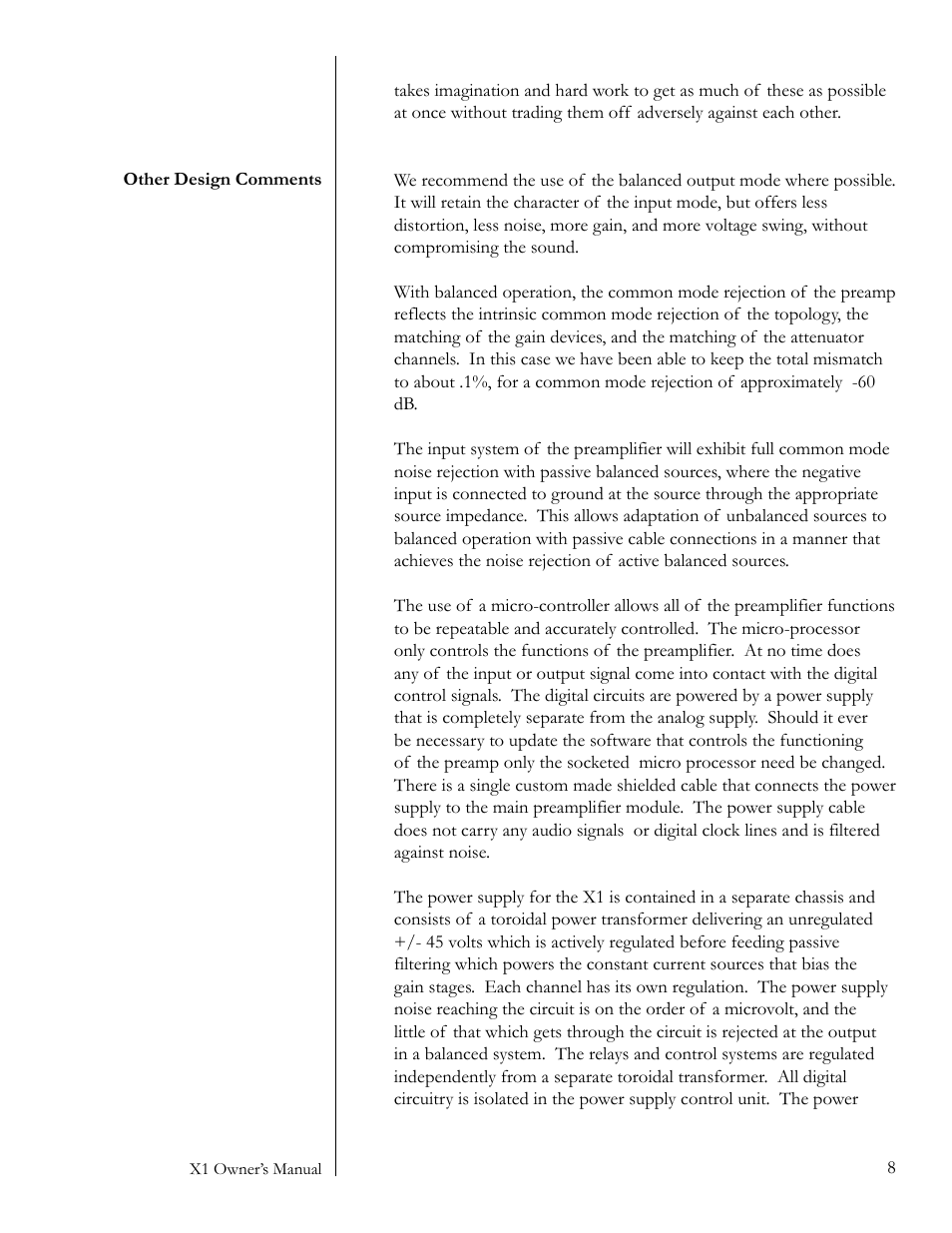 Pass Labs X1 User Manual | Page 8 / 12