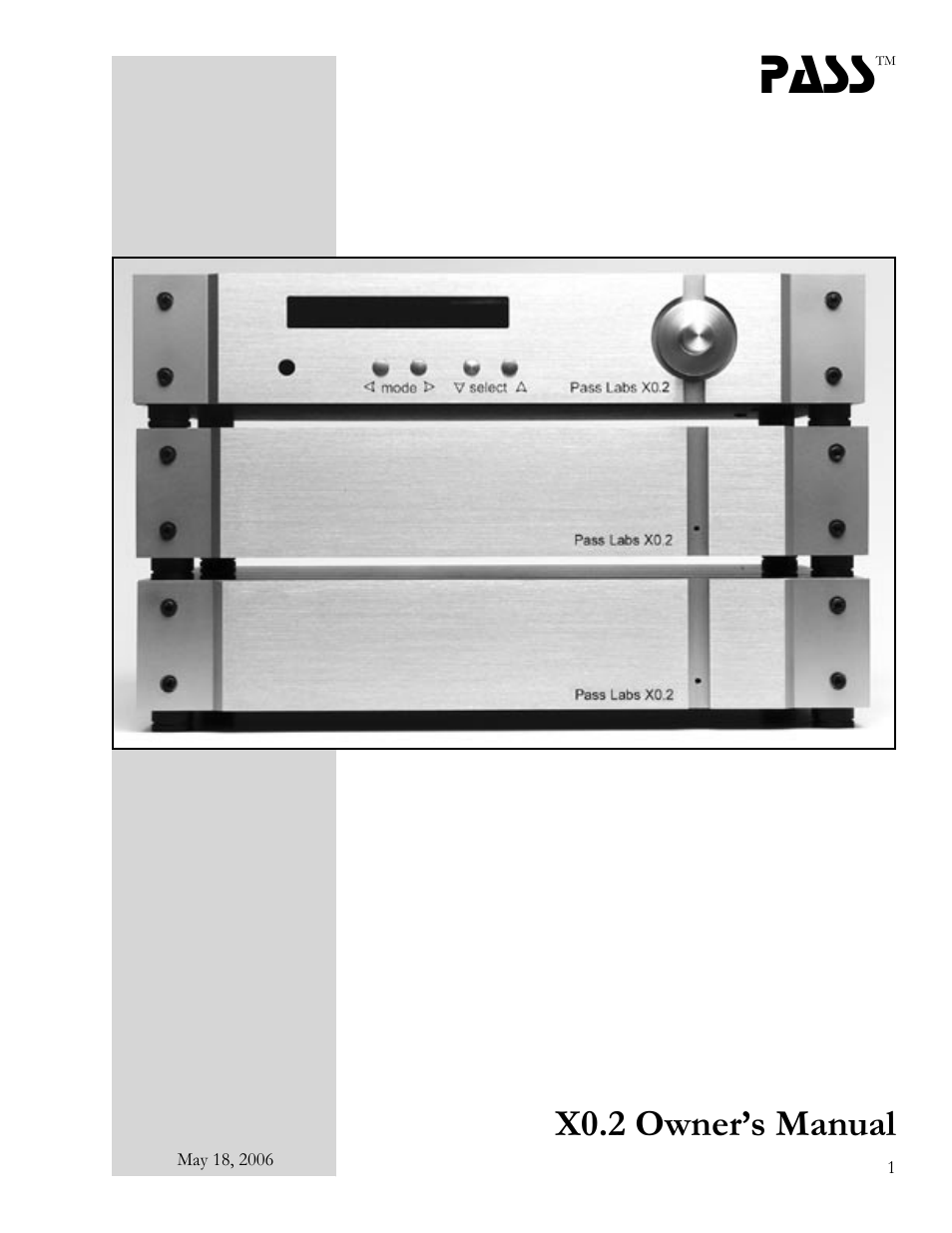 Pass Labs pre-amplifier User Manual | 12 pages