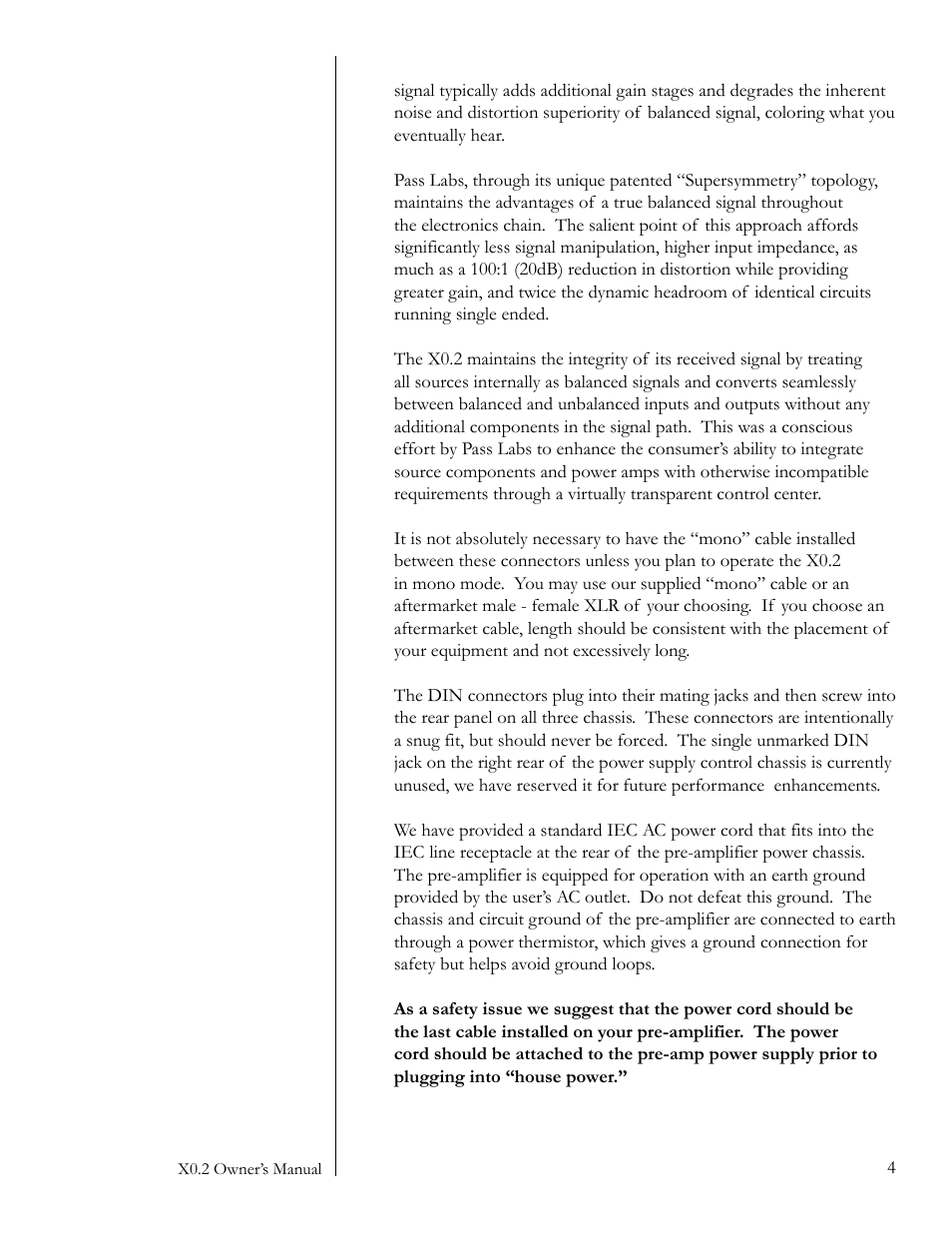 Pass Labs pre-amplifier User Manual | Page 4 / 12