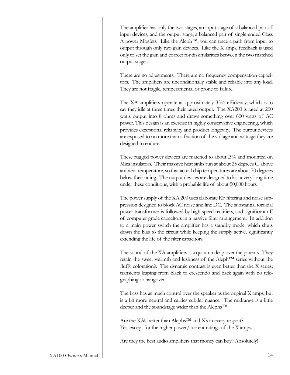Pass Labs XA100 User Manual | Page 14 / 14