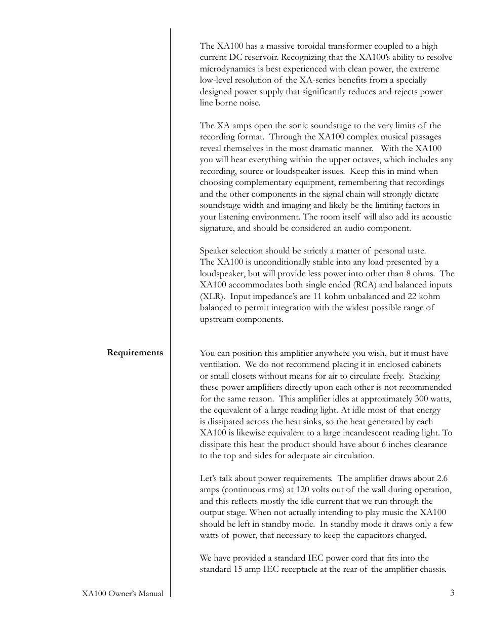 Pass Labs XA100 User Manual | Page 3 / 14
