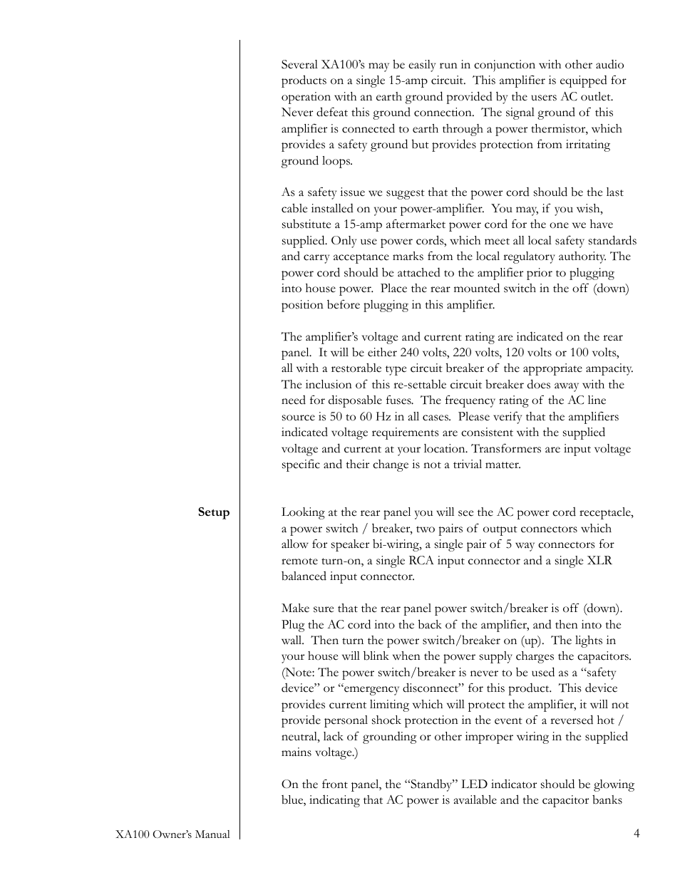 Pass Labs XA100 User Manual | Page 4 / 14